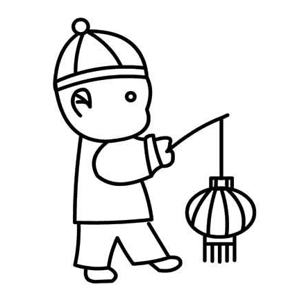 提著燈籠的小孩簡筆畫