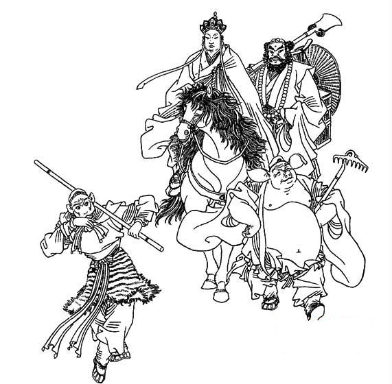 西游記師徒四人簡筆畫