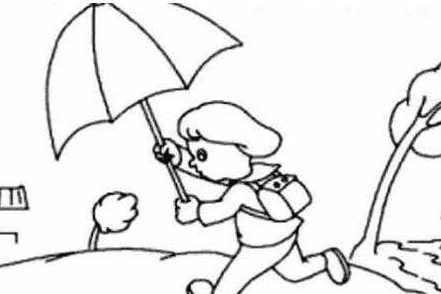 下雨打傘人物簡(jiǎn)筆