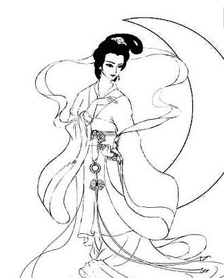 漂亮的嫦娥仙子簡(jiǎn)筆畫(huà)