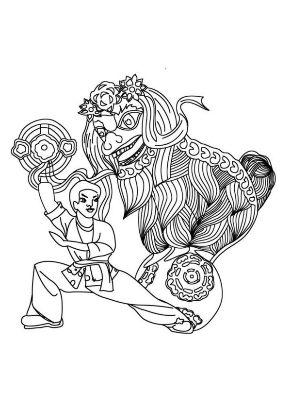 舞獅簡筆畫