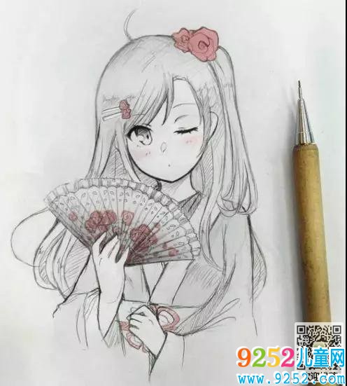 少女鉛筆手繪簡(jiǎn)筆