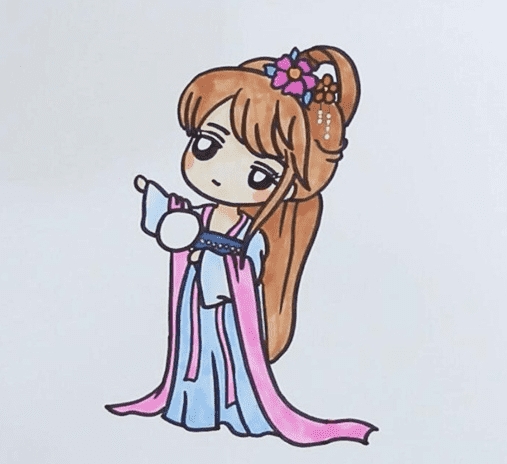 古裝少女簡筆畫步驟