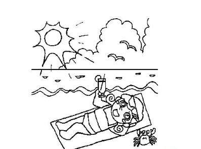 暑假主題人物簡筆畫
