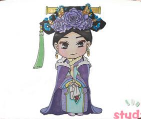 Q版古風(fēng)女孩簡(jiǎn)筆畫(huà)