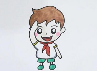 少先隊員敬禮怎么畫？