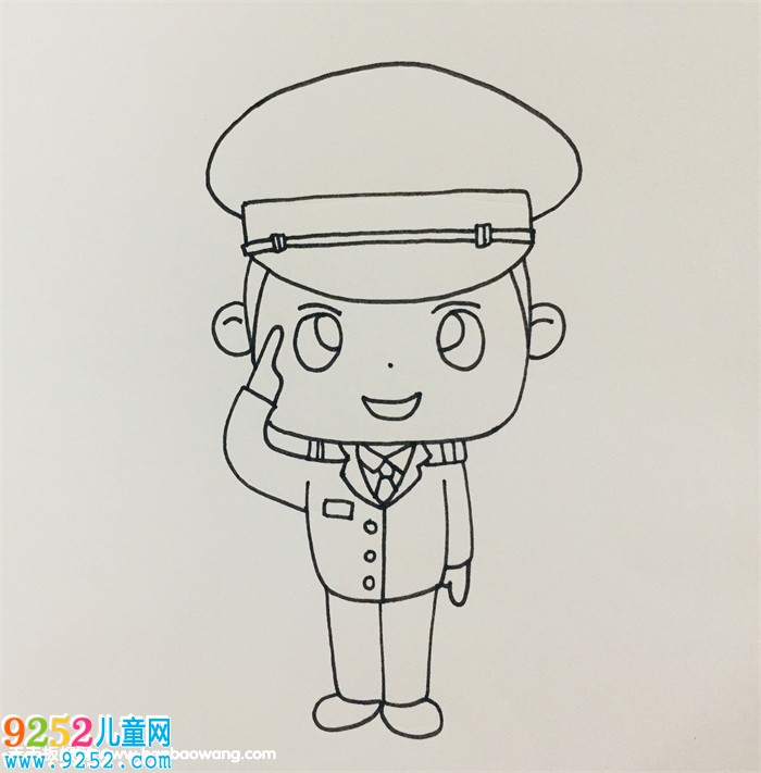 敬禮的警察叔叔怎么畫