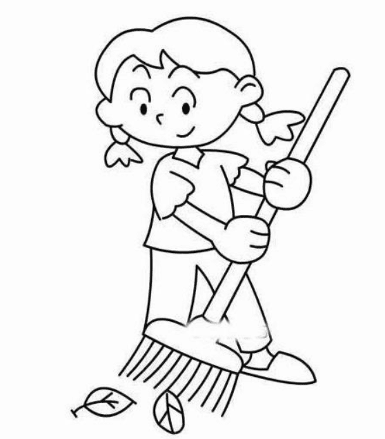 愛勞動的小女孩簡筆畫圖片_小女孩兒童繪畫圖集