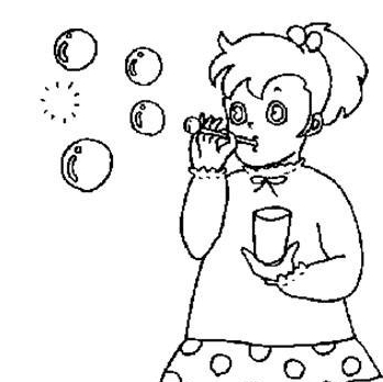 吹泡泡的小孩子簡筆畫