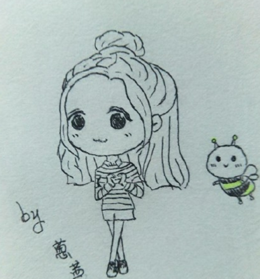 長發(fā)美女簡筆畫，Q版美少女簡筆畫