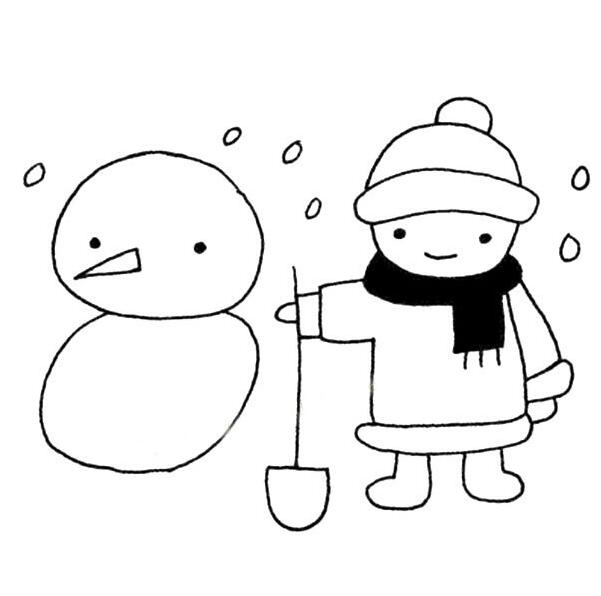好看的人物簡(jiǎn)筆畫，小朋友堆雪人簡(jiǎn)筆畫