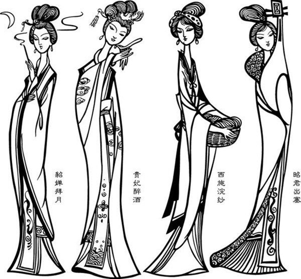 古代四大美人簡筆畫圖片