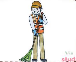 環(huán)衛(wèi)工人掃地簡筆畫