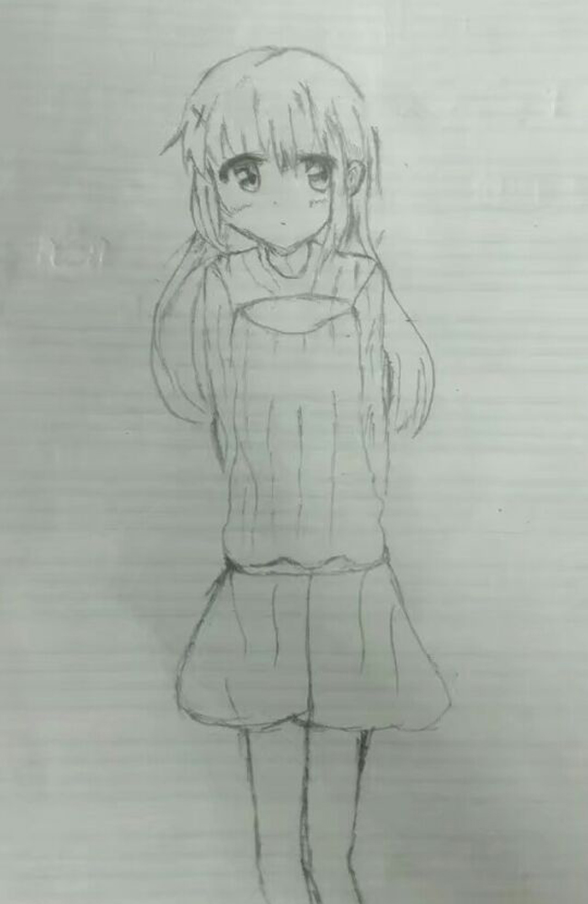 簡單的人物簡筆畫圖片，安靜的小女孩簡筆畫
