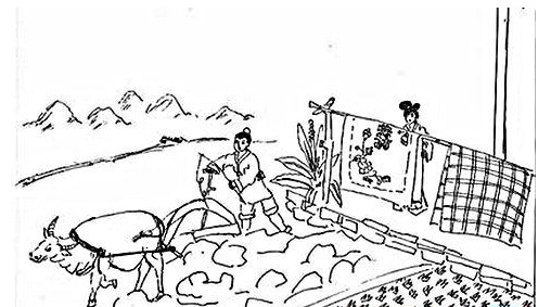 田間忙碌的人們簡筆