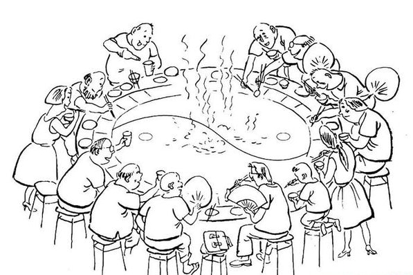 過新年吃年夜飯人物簡筆