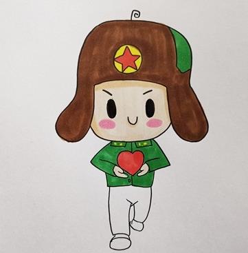 捧著愛心的雷鋒簡筆