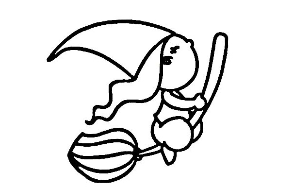 騎掃把的女巫簡筆