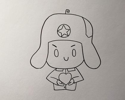 捧著愛心的雷鋒簡筆