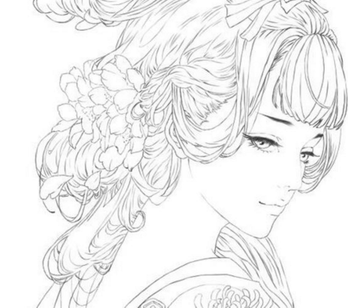 古風(fēng)人物簡筆畫，微笑的女子