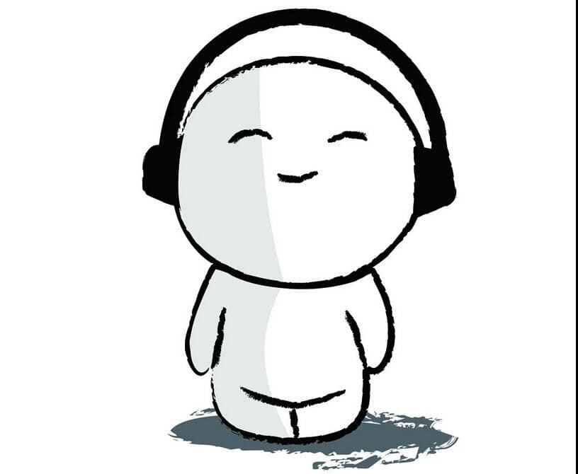 戴著耳機(jī)聽音樂的人簡筆