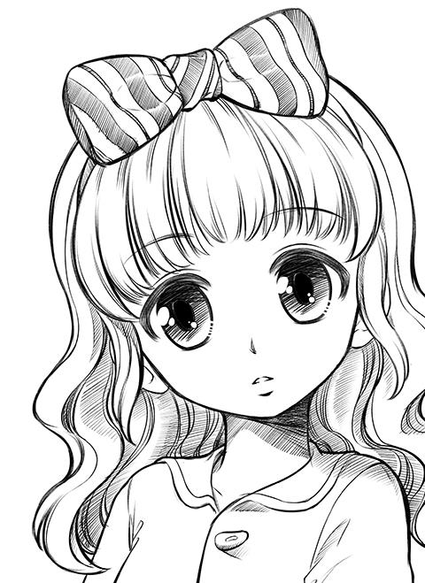 美麗的少女簡筆