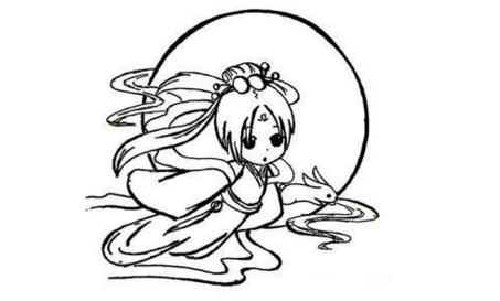 中秋節(jié)嫦娥與玉兔簡筆畫