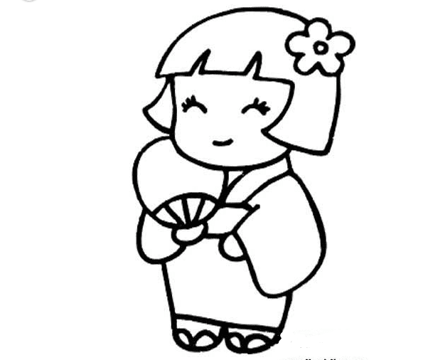 和服小姑娘簡筆