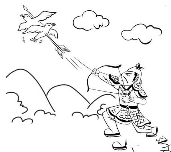 一箭雙雕簡(jiǎn)筆畫  成語(yǔ)簡(jiǎn)筆畫