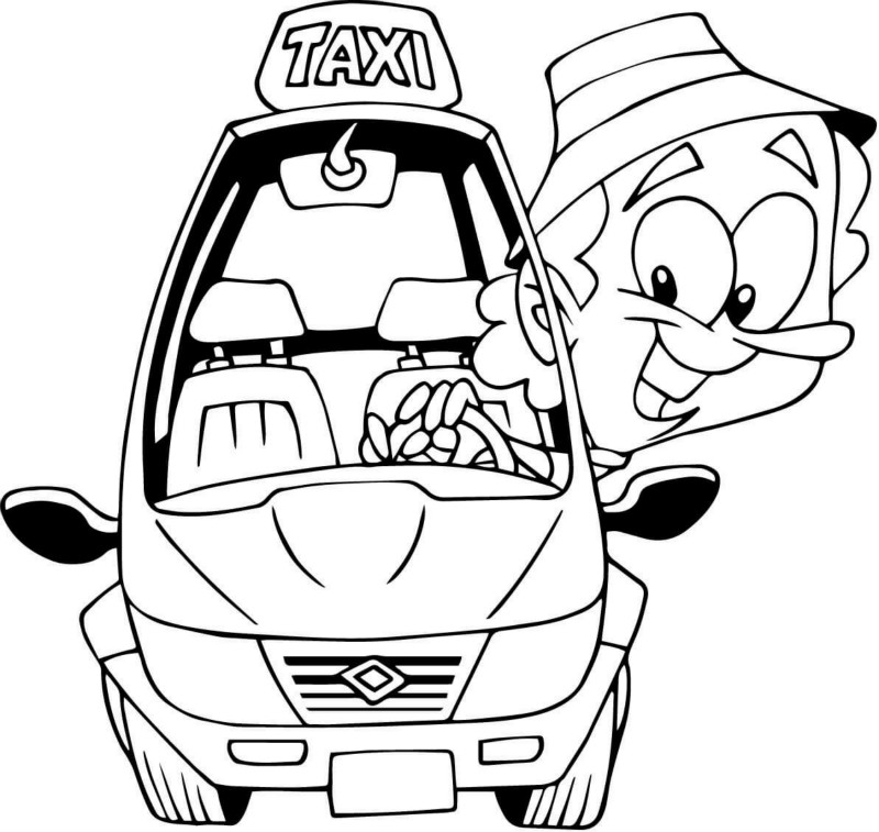 卡通出租車(chē)司機(jī)簡(jiǎn)筆畫(huà)