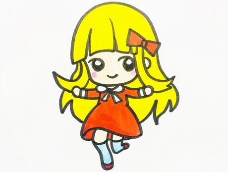 長(zhǎng)發(fā)女孩簡(jiǎn)筆畫步驟