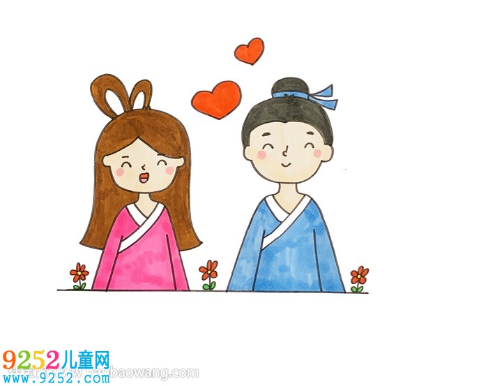 牛郎織女的簡單畫法