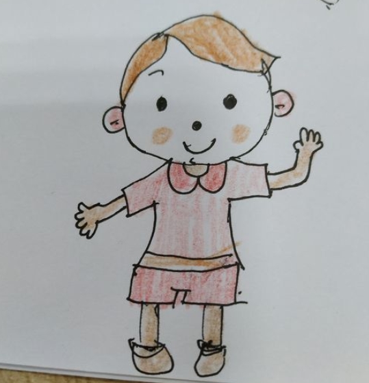 揮手的小男孩<a href=http://www.inspiredelm.com/jianbihua/ target=_blank class=infotextkey>簡(jiǎn)筆畫</a>步驟
