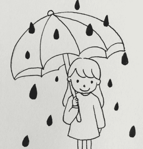 下雨打傘人物簡(jiǎn)筆