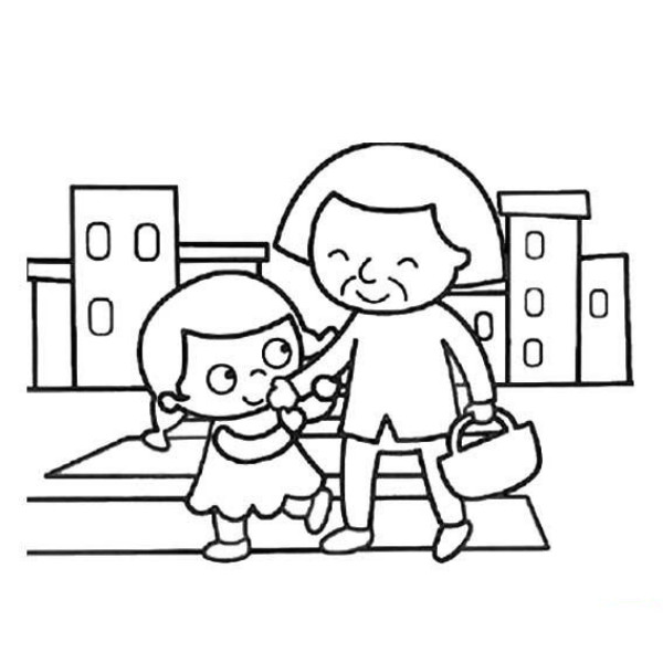扶老奶奶過馬路簡(jiǎn)筆畫