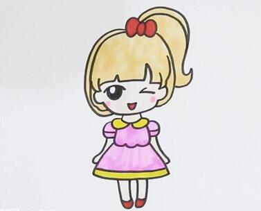 一筆一畫教畫馬尾女生