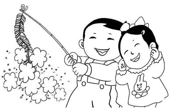 過新年人物簡筆