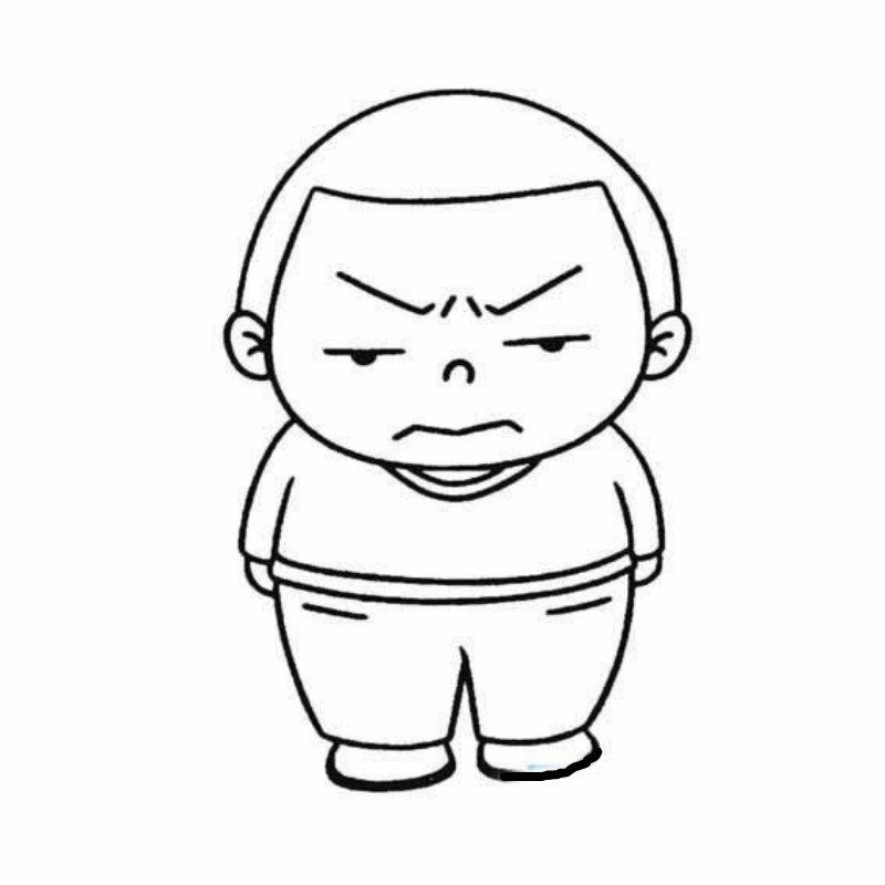 生氣小男孩簡筆畫