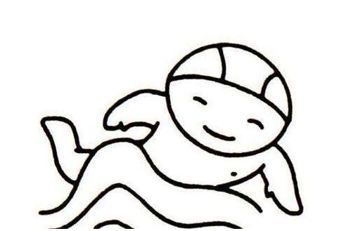 夏天游泳的人簡筆