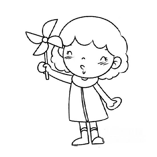 玩風(fēng)車的小女孩