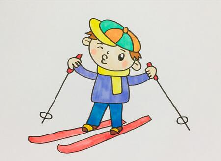小朋友滑雪簡筆畫步驟