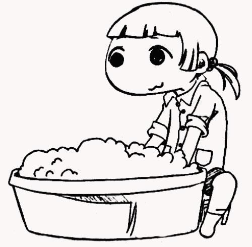 洗衣服的人簡筆