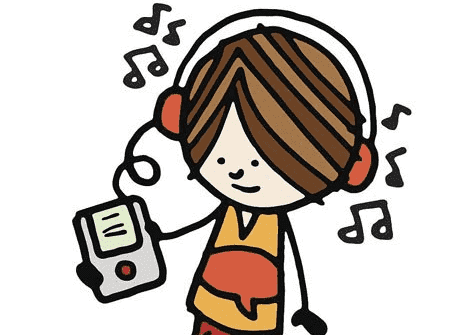 戴著耳機(jī)聽音樂的人簡筆