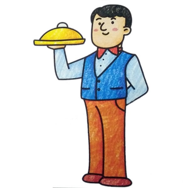 好看的人物簡(jiǎn)筆畫圖片，西餐廳服務(wù)員簡(jiǎn)筆畫