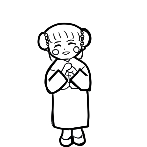 女生拜年簡筆畫手繪教程