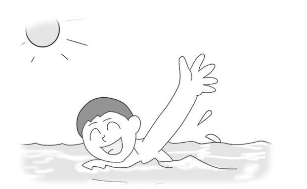 夏天游泳的人簡筆