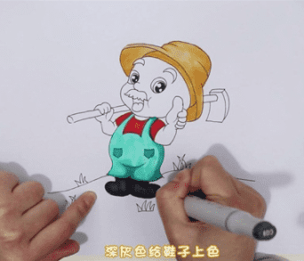 戴草帽的爺爺簡筆步驟