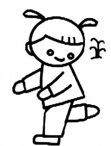 小朋友踢毽子人物簡筆畫