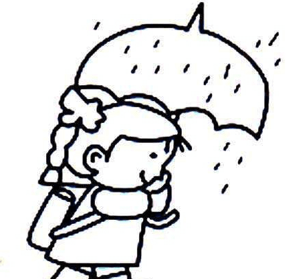 下雨打傘人物簡(jiǎn)筆