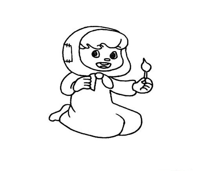 賣火柴的小女孩簡筆畫怎么畫？